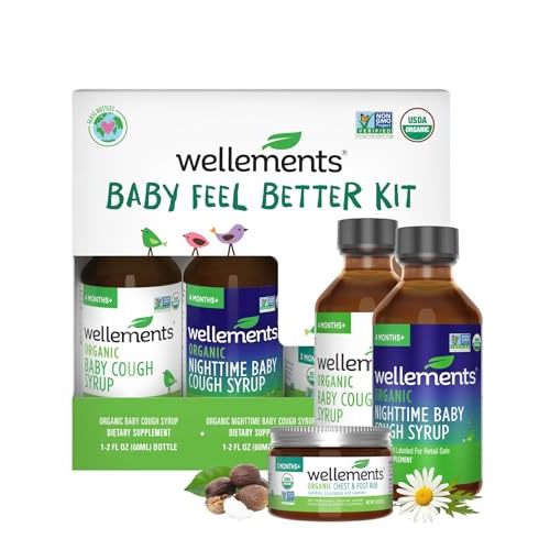 Wellements Organic Baby Feel Better Kit for 4 Months+ | Day & Night Syrups with Chest & Foot Rub | Soothing Comfort* for Babies | USDA Certified Organic, Non-GMO, Gentle Baby Care Set
