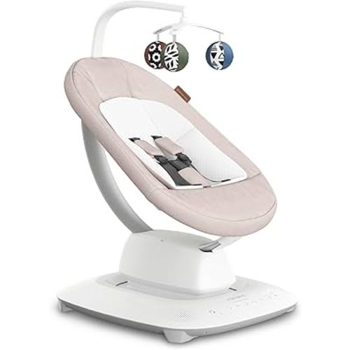 UPPAbaby Mamaroo Smart Swing – Customizable Soothing Modes with MotionSync Technology – Infant Recline + Bluetooth Enabled – Included Newborn Insert – Charlie (Sand Mélange)