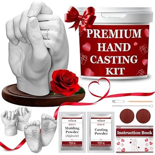 TECEUM Hand Casting Kit – Valentines Day Gifts for Your Loved Ones, Couples, Family – Unique Gift for Babies & Adults – for Wedding, Anniversary, Baby Shower, Mother’s Day– Romantic Gifts – Kit1
