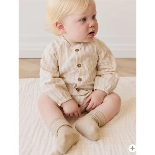 Organic Cotton Ellis Playsuit - Variegated Stripe Foam – Jamie Kay USA