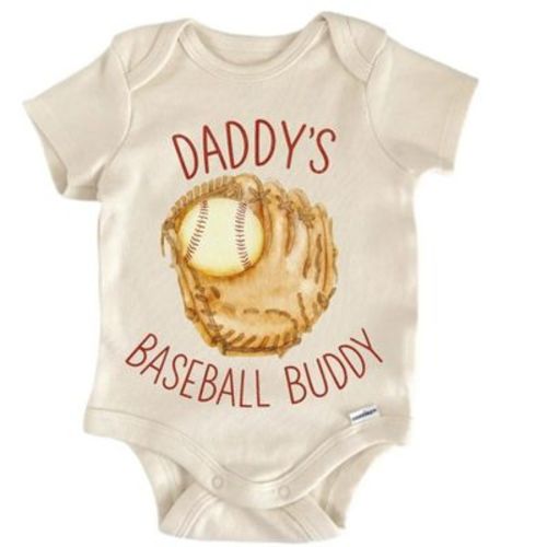Daddy Baseball Buddy Newborn Baby Bodysuit Natural 0-3 Months