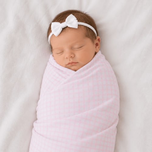 Baby Girl Swaddle Set - Peek-a-Book Wishes - White Sophia Headband