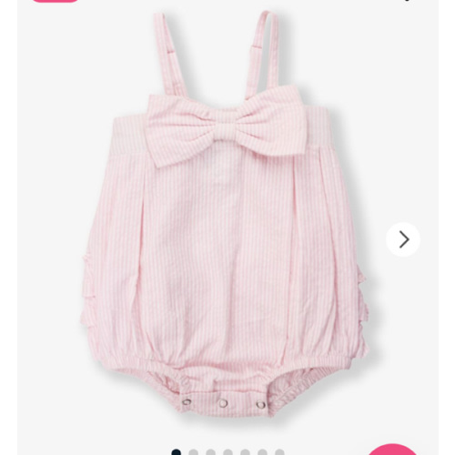 Bow Front Bubble Woven Romper | RuffleButts & RuggedButts
