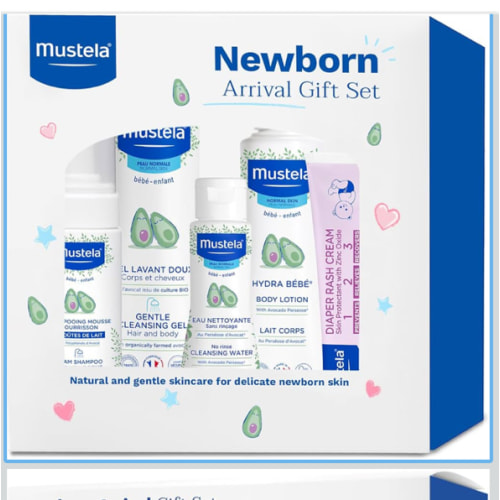 Mustela Newborn Arrival Gift Set - Baby Skincare & Bath Time Essentials - Natural & Plant Based - 5 Items Set