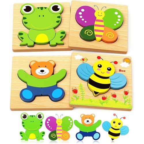 Bekayshad Wooden Puzzles for Toddlers 1-3, Montessori Toys for 1 2 Year Old