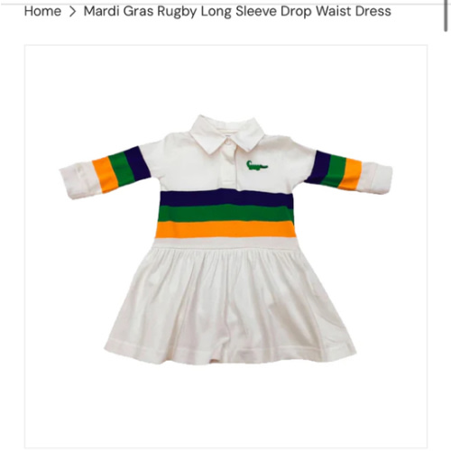 Mardi Gras Rugby Long Sleeve Drop Waist Dress – zukababy