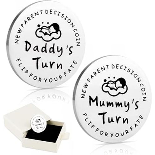 New Parent Gift Decision Coins for First Time Mom Dad, Funny Double Side Decision Making Coin for Couple Birthday Newborn Boy Girl