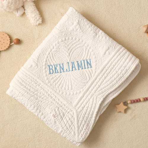 Personalized Baby Blanket with Name, Embroidered Monogram Baby Blanket, Cotton Baby Quilt Blanket,Baby Shower Gift,Keepsake Heirloom Quilt