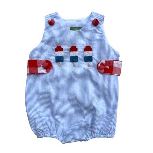 Fourth of July French Knot Popsicle Boy’s Bubble | Infant & Toddler Patriotic Outfit