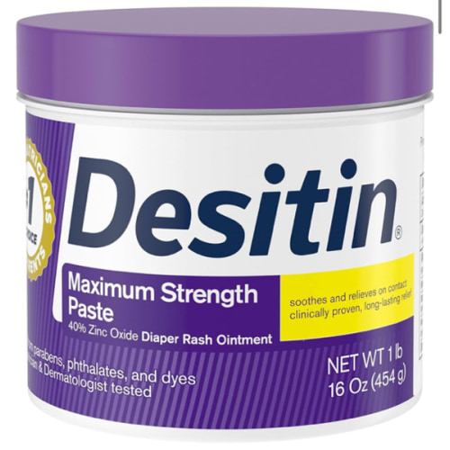 Desitin Maximum Strength Baby Diaper Rash Cream, 40% Zinc Oxide for Treatment, Relief & Prevention, Hypoallergenic, Phthalate- & Paraben-Free Paste, Protects Skin For Up To 12 Hours, 16 oz