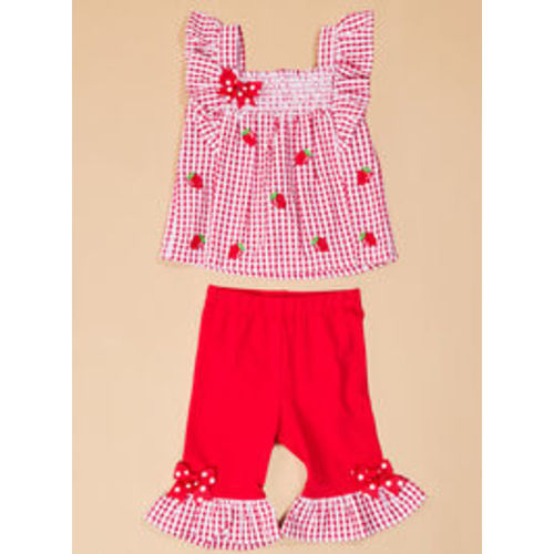 Monica Strawberry Top and Pant Baby Set in Red | Tullabee