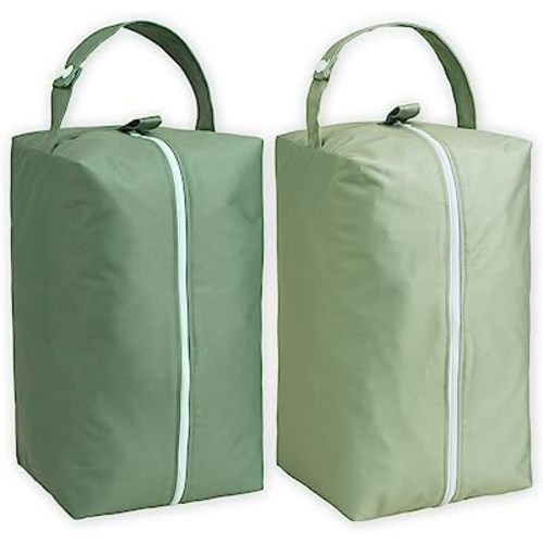 Nora's Nursery Reusable Wet Dry Bag for Cloth Diapers, Washable Pod with Large Zipper Opening, 2-Pack Waterproof Diaper Pods with Detachable Snap, Wet Bags for Cloth Diapers