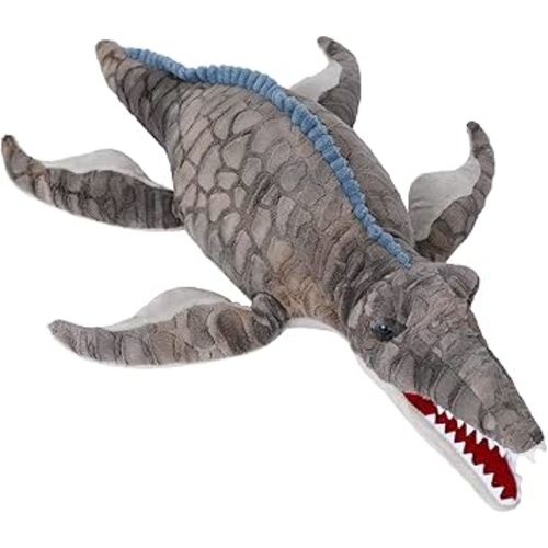 Dinosaur Plush Toy, Mosasaurus Stuffed Animal Throw Plushie Pillow Doll, Soft Grey Fluffy Friend Hugging Cushion - Present for Every Age & Occasion
