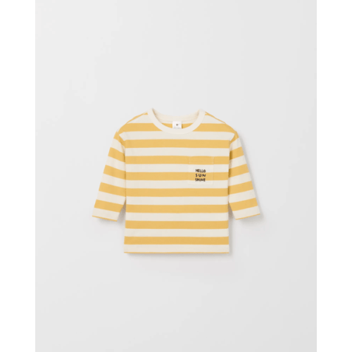 Baby Organic Cotton Long Sleeve Stripe T-Shirt - Jojoba Stripe Cloud Dancer