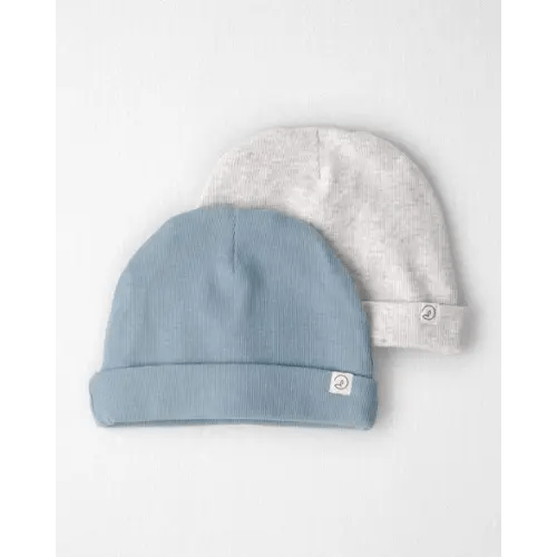 Baby 2-Pack Organic Cotton Rib Caps - Little Planet | Carter's