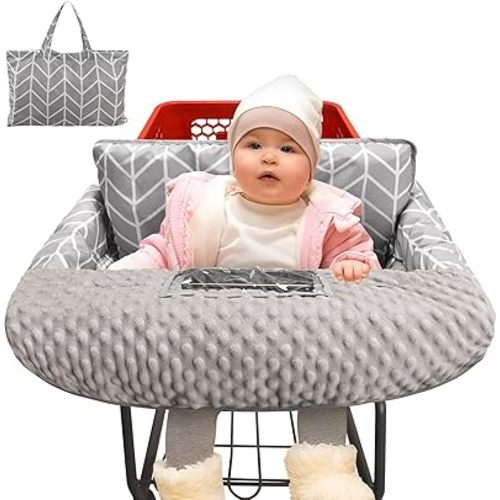 Pozico Minky Dot Shopping Cart Cover for Baby - Soft and Cozy High Chair Cover, Portable and Machine Washable-Gray Arrowhead Print
