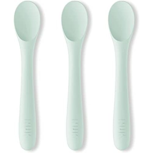 NUK Silicone Baby Spoons, Durable Silicone Material, Easy to Hold & Feed, Dishwasher-Safe, BPA-Free, Pack of 3