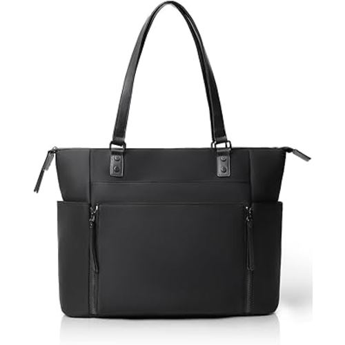 MOMINSIDE Neoprene Diaper Bag Tote, Diaper Bag Backpack pañaleras para bebe with Changing Station,14 Pockets Large Capacity Travel Diaper Bag for Mom, Convertible Diaper Tote, Black