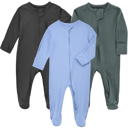 Aablexema 3pcs Baby Footed Pajamas Rayon of Bamboo
