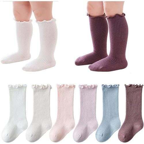 Baby Girls Cotton Socks Newborn Keep Warm Solid Color Sock Knee-High Stockings for Infant Toddler