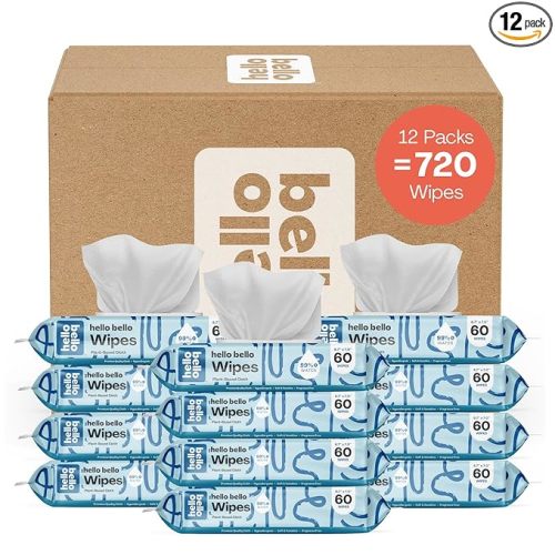 Hello Bello Extra Gentle Unscented Baby Wipes, Plant Based, Made with 99% Water and Aloe for Babies and Kids, 720 Count