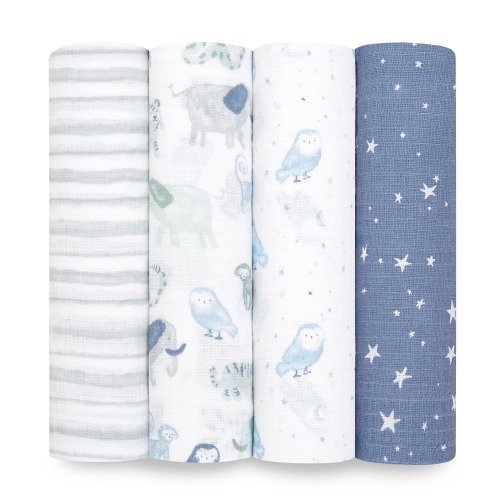 Time To Dream Cotton Muslin Swaddles 4pk | aden + anais