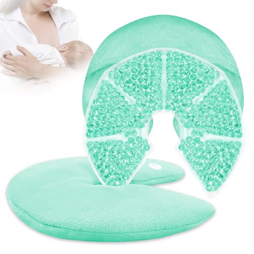 Hot Cold Gel Bead Breast Therapy Pack,Breast Ice Packs for Breastfeeding,Relief for Breastfeeding,Nursing Pain, Mastitis,Engorgement,Plugged Ducts, Boost Milk Let-Down & Production (#8 Blue)