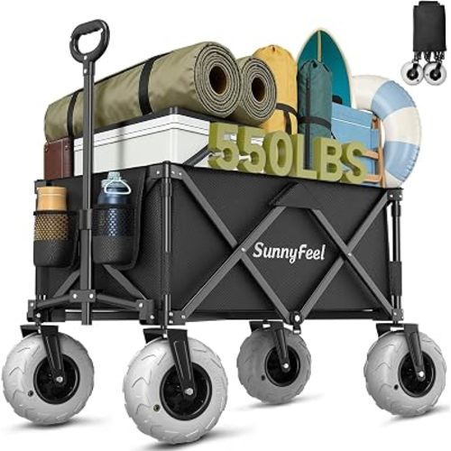 SUNNYFEEL 550LBS Beach Wagon with Big Wheels for Sand - 200L Heavy Duty