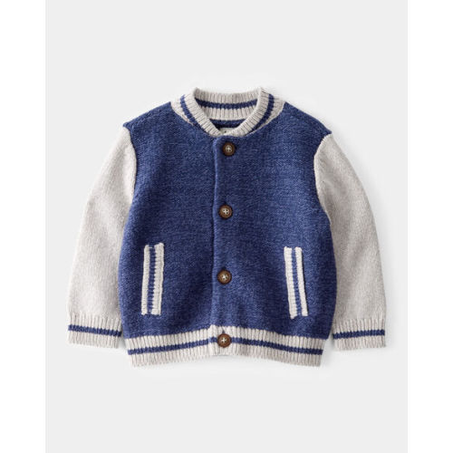 Baby Jersey Knit Varsity Button-Down Sweater - Navy - OshKosh B'gosh | Carter's