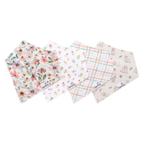 4 Pack Baby Bandana Bibs - Natalie