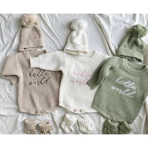 Hello World Chunky Knit Romper Bundle
