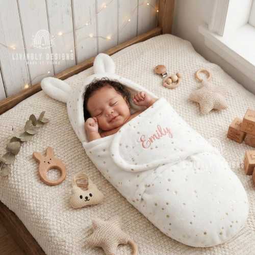 Personalized Baby Swaddle Sleeping Bag: Custom Name Anti-Startle Newborn Wrap