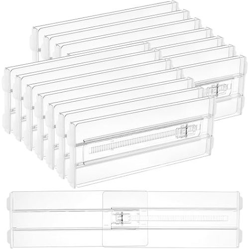 Vtopmart 14 Pack Drawer Dividers for Clothes, 4" High 10.2"-16.5" Adjustable Expandable Dresser Drawer Organizer, Clear Plastic Separators for Dresser, Baby Clothing, Underwear, Cosmetic, Toiletries