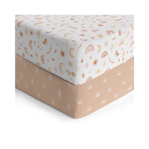 Living Textiles Cot Fitted Sheet 2 Pack Boho Bliss