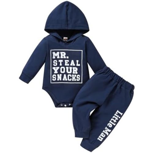 Viworld Baby Infants Boy Letter Print Outfits Long Sleeve Hoodies Romper+Pants Fall Winter Clothes Set Sweatshirt