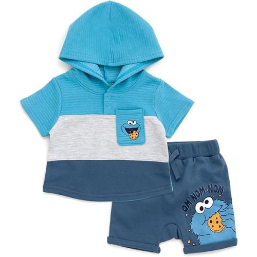 Sesame Street Pullover Hoodie and French Terry Shorts Newborn to Little Kid Sizes (Newborn - 5)