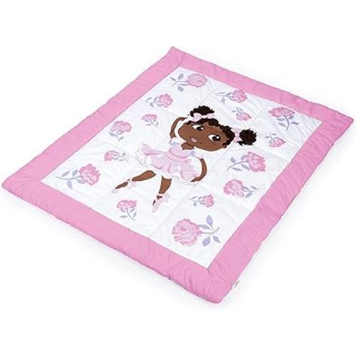 Zhara Toddler Quilted Blanket, Ballerina and Flower Print, 42.0" x 34.0", 18 Months & up, Pink