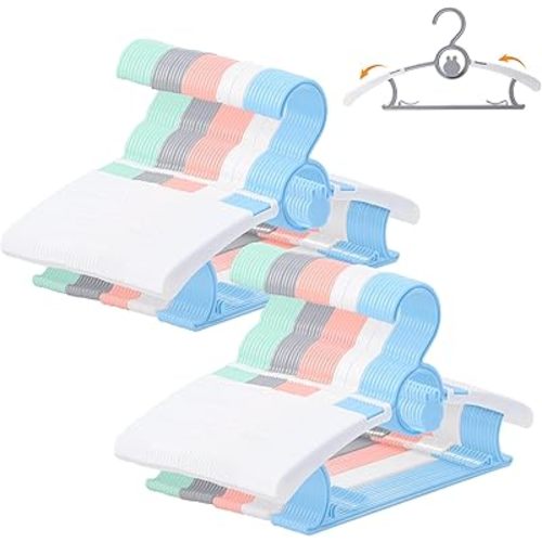 100 Pack Infant Hangers, Non-Slip Kids Hanger, 11"-14" Adjustable Baby Hanger, Space Saving Plastic Hangers for Girl Boy Toddler Kids Child (Multicolour)