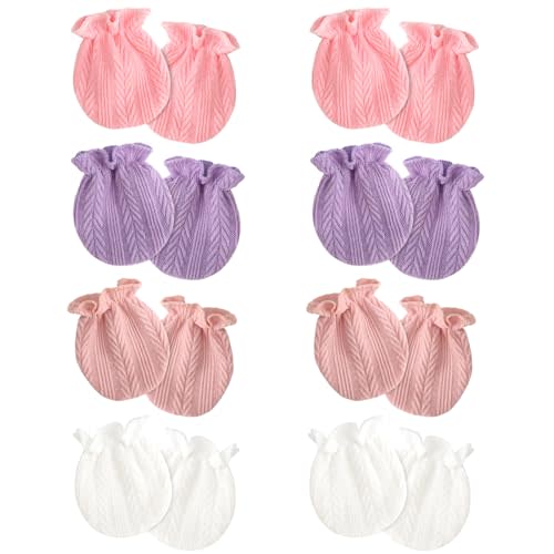 AQOKKA Newborn Baby Mittens No Scratch Cotton Elastic Wrist Gloves Infant Toddler Mittens for Baby Boy Girl 0-6 Months