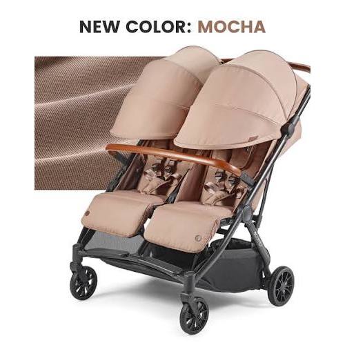 Bēbee Twin: Best Folding Double Stroller | Bombi Gear/ color mocha