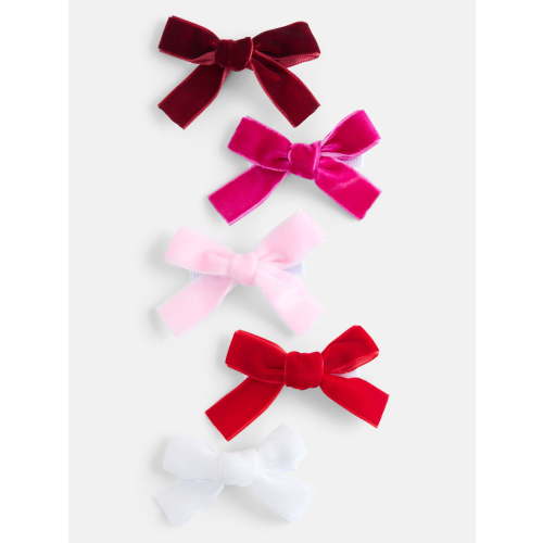 Wonder Nation Girls Medium Bow Hair Clips, 5-Piece, Red