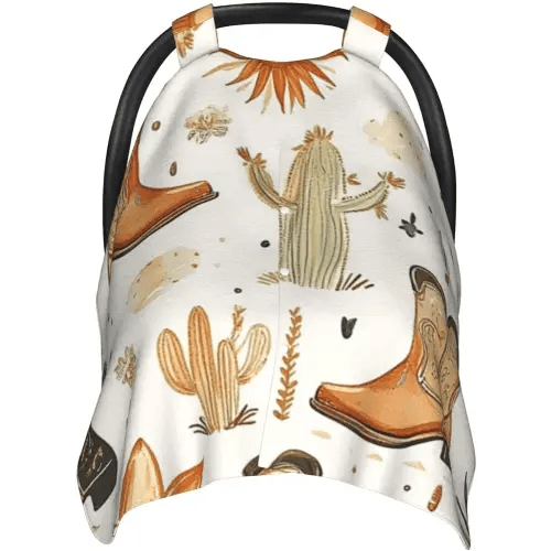 Western Cowboy Baby Car Seat Cover Soft Baby Nursing Cover Infant Carseat Stroller Cover for Girls and Boys