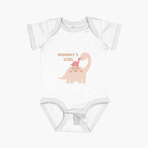Luvly Mommys Girl Pink Dinosaur Baby Clothes Short Sleeve Baby One-Piece, New Born, Baby Shower Gift, New Parents Gift