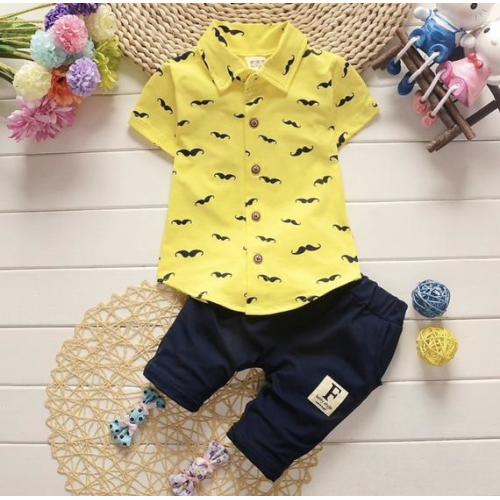 Baby boy clothes - mustaches printed
        , 6-9 months US kids' numeric, Yellow