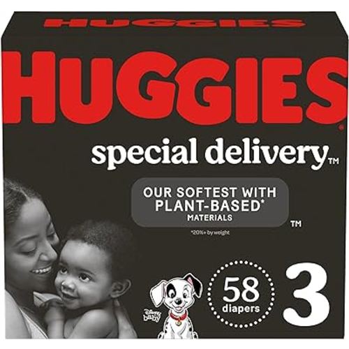Huggies Special Delivery Hypoallergenic Baby Diapers Size 3 (16-28 lbs), 58 Ct, Fragrance Free, Safe for Sensitive Skin