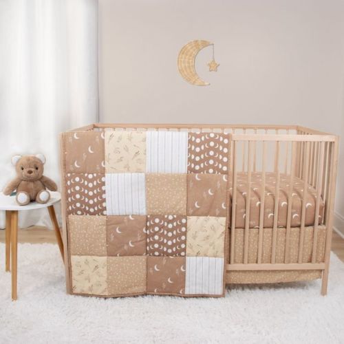 The Peanutshell Boho Celestial Crib Bedding Set and Stuffie Plush Toy - 4 Piece Set