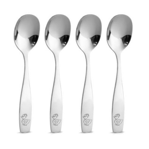 Kids and Toddler Cutlery Set Designed For Self Feeding - 4 Piece Spoon