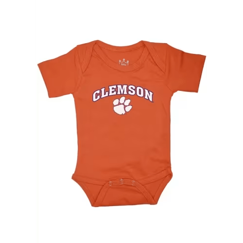 Little King Clemson Tigers Baby Orange Arch Mascot Short Sleeve One Piece