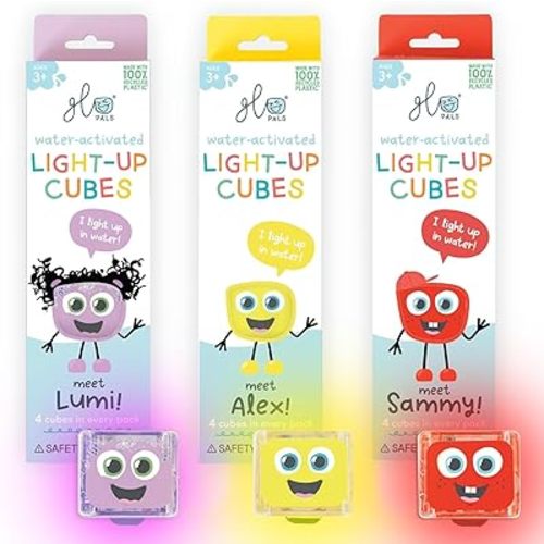 Glo Pals Water-Activated Light-Up Cubes Bundle for Sensory Play – 12 Pack (Wacky Wild West)