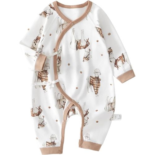100% Organic Cotton Soft 0-6 Months Unisex Footless Newborn Baby Sleepers Pajamas Romper Boys Girls Long Sleeve